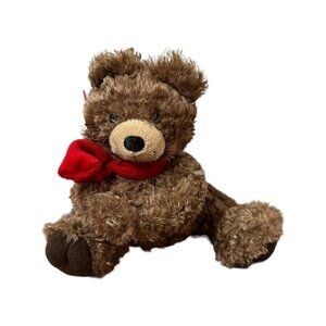 Kmart Brown Teddy Bear Plush Toy Stuffed Animal Red Scarf Holiday Sits No Socks